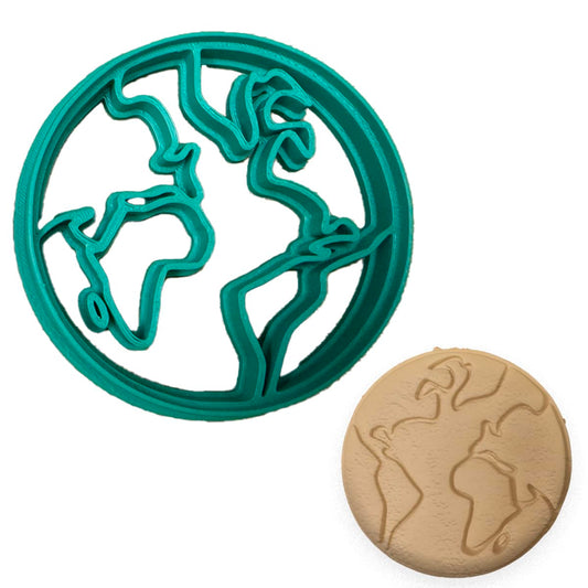Earth Map Cookie Cutter – Geography and Travel Themed Baking Tool (3.5 x 3.5 inches)