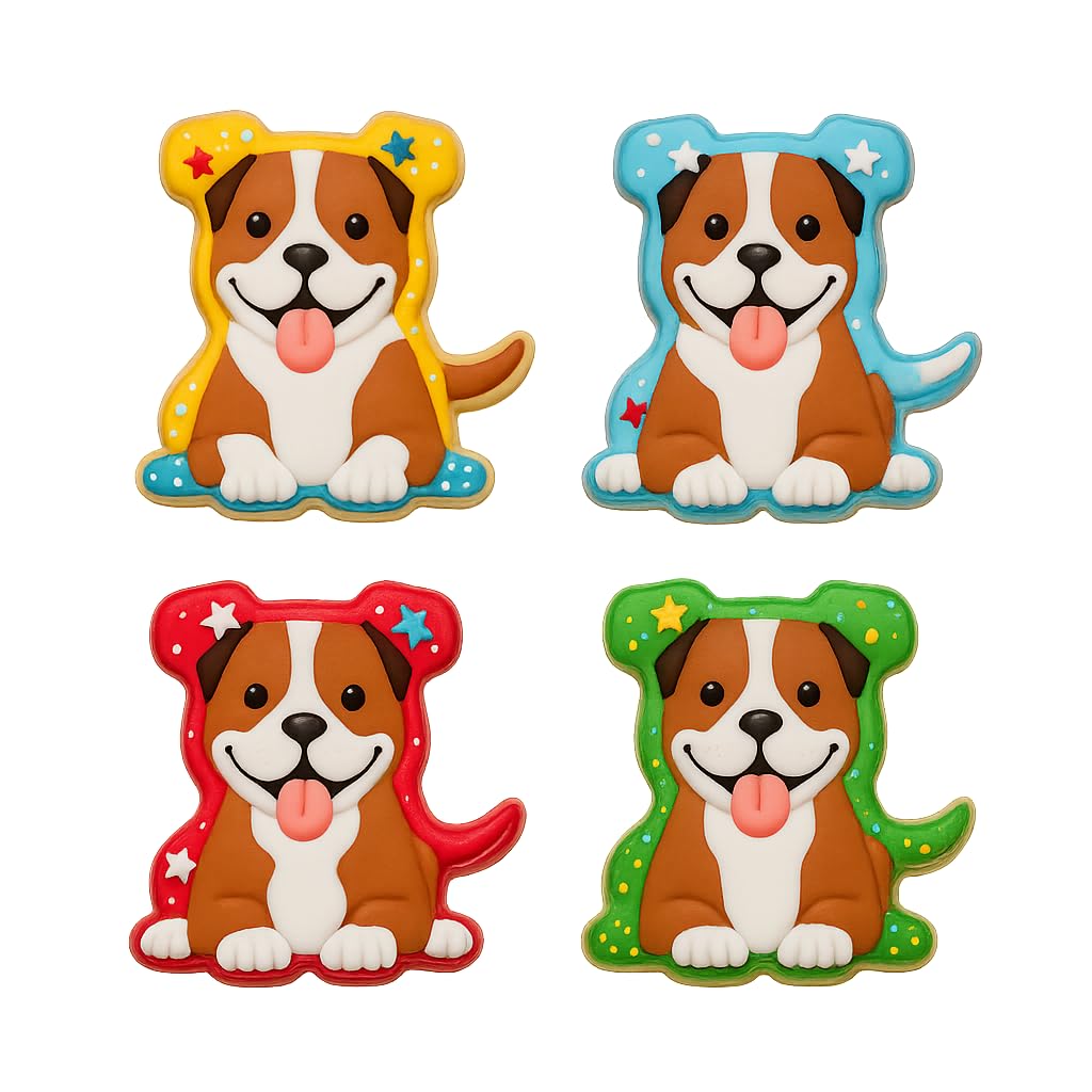 Smiling American Pitbull Cookie Cutter & Stamp 4x3.8" for Baking Fondant Clay