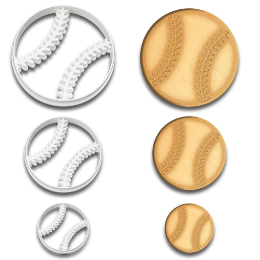 Baseball Cookie Cutters Trio (4", 3", 2") - Ideal for Sports-Themed Baking, Ballpark Celebrations, and Kids' Parties