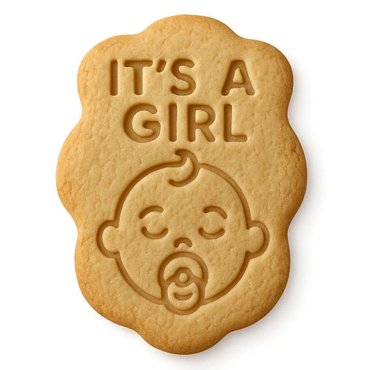 Mighty Gadget 'It's a Girl' Baby Face Cookie Cutter & Stamp - 4x2.9" Sweet Announcement for Gender Reveal Parties (Random Color)