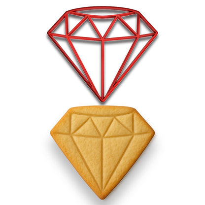 Diamond Cookie Cutter & Stamp - 4x3.42 Inches, Elegant Gem Shape for Baking & Fondant