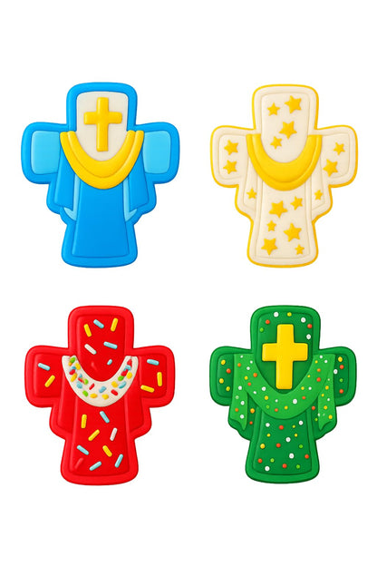 Cross Crucifix with Drapes Cookie Cutter & Stamp 4x2.9" for Baking & Fondant