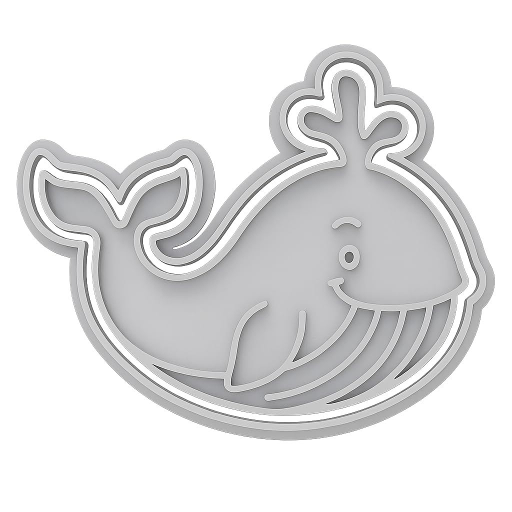 Mighty Gadget Humpback Whale Cookie Cutter & Stamp - 4x2.8" Cute Ocean Theme for Nautical Parties (Random Color)