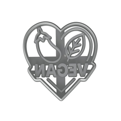 Mighty Gadget Leaf and Eggplant Heart Cookie Cutter & Stamp - 4x3.76" Unique Shape for Vegan Events (Random Color)