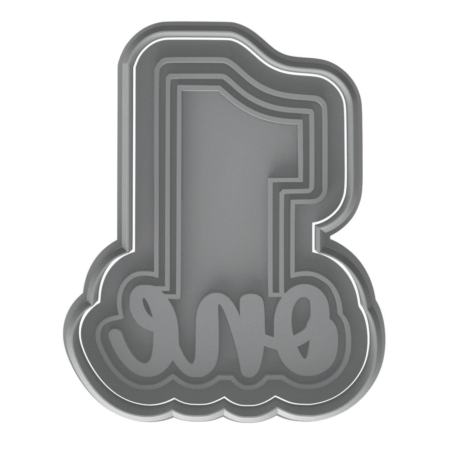 Number 1 with 'One' Cookie Cutter & Stamp 4x2.8" for Baking & Fondant Clay