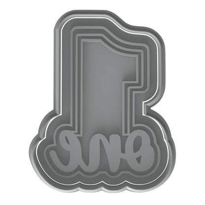 Number 1 with 'One' Cookie Cutter & Stamp 4x2.8" for Baking & Fondant Clay