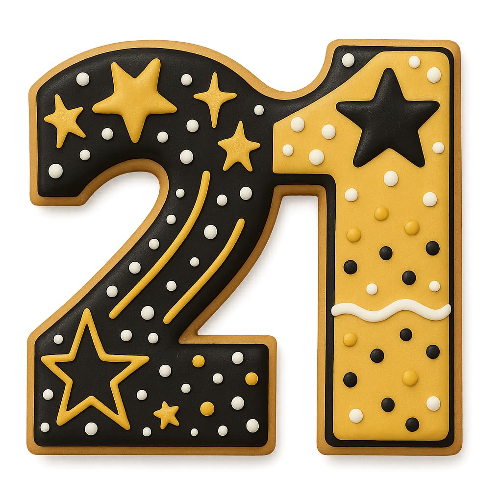 Number 21 Cookie Cutter - 3.3x3.2 Inches, Perfect for 21st Birthday Celebrations & Milestone Events (Random Color)
