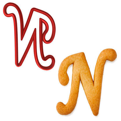 Fancy Cursive Letter Cookie Cutter - 4" Tall Alphabet Baking Mold (Random Color)