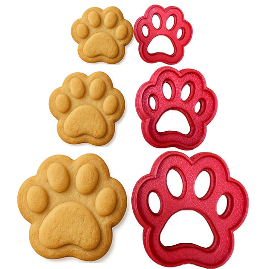 3 Pack of Adorable Dog Paw Shapes Cookie Cutter Set in 1.75”, 2.75", & 3.75" Sizes - Hand Made in the USA by Mighty Gadget