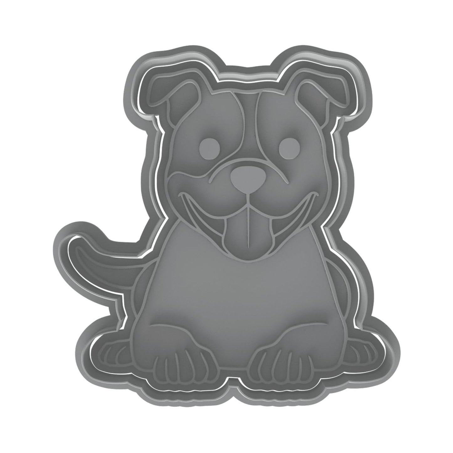 Smiling American Pitbull Cookie Cutter & Stamp 4x3.8" for Baking Fondant Clay
