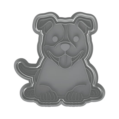 Smiling American Pitbull Cookie Cutter & Stamp 4x3.8" for Baking Fondant Clay