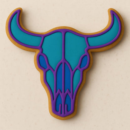 Western Cattle Skull Cookie Cutter & Stamp 4x3.9" for Baking & Fondant Clay