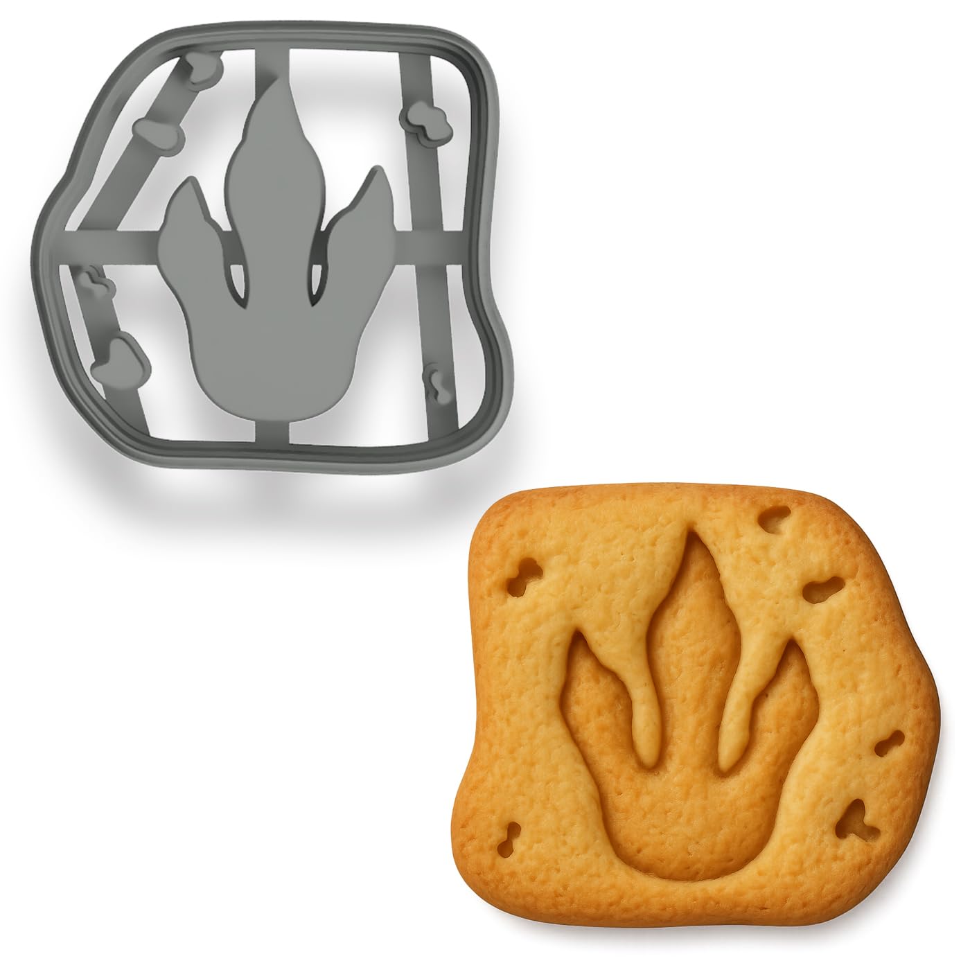 T-Rex Fossil Cookie Cutter & Stamp 4x3.74" for Baking Fondant Clay Embosser