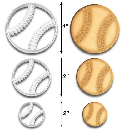 Baseball Cookie Cutters Trio (4", 3", 2") - Ideal for Sports-Themed Baking, Ballpark Celebrations, and Kids' Parties