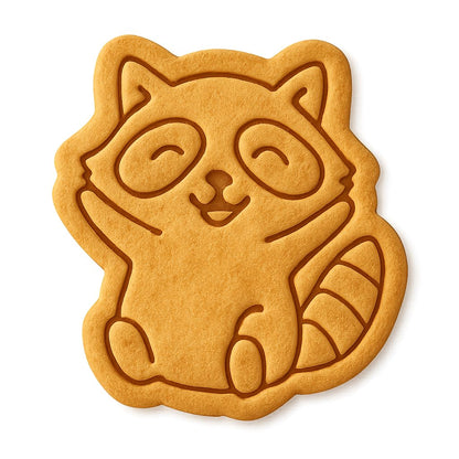 Joyful Raccoon Cookie Cutter - 4x3.5" Fun Kitchen Baking Design