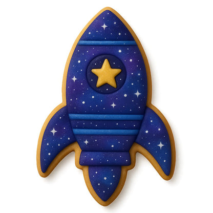 Space Rocket Cookie Cutter & Stamp 4x2.6" for Baking & Fondant Clay Embosser