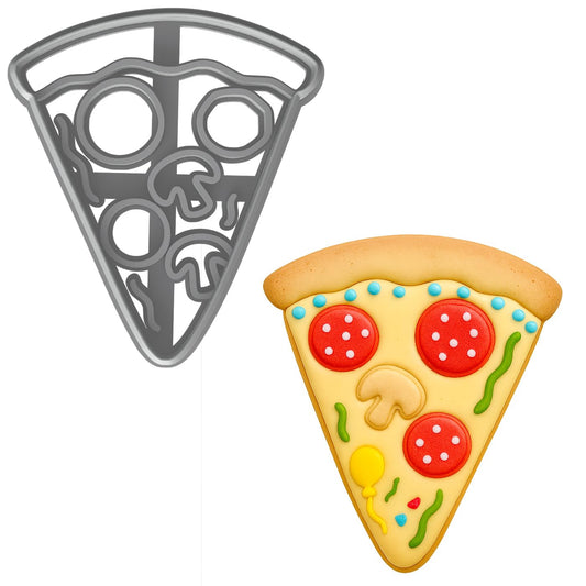 Mighty Gadget Pizza Slice Cookie Cutter & Stamp - 4x3.49" Pizza Lovers Baking Tool (Random Color)