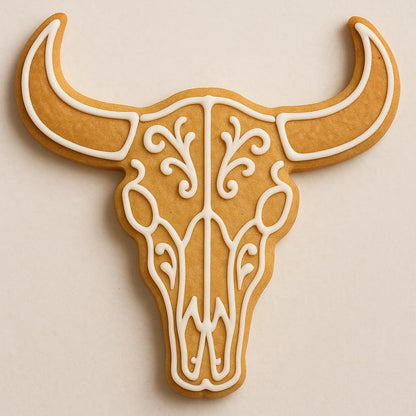 Western Cattle Skull Cookie Cutter & Stamp 4x3.9" for Baking & Fondant Clay