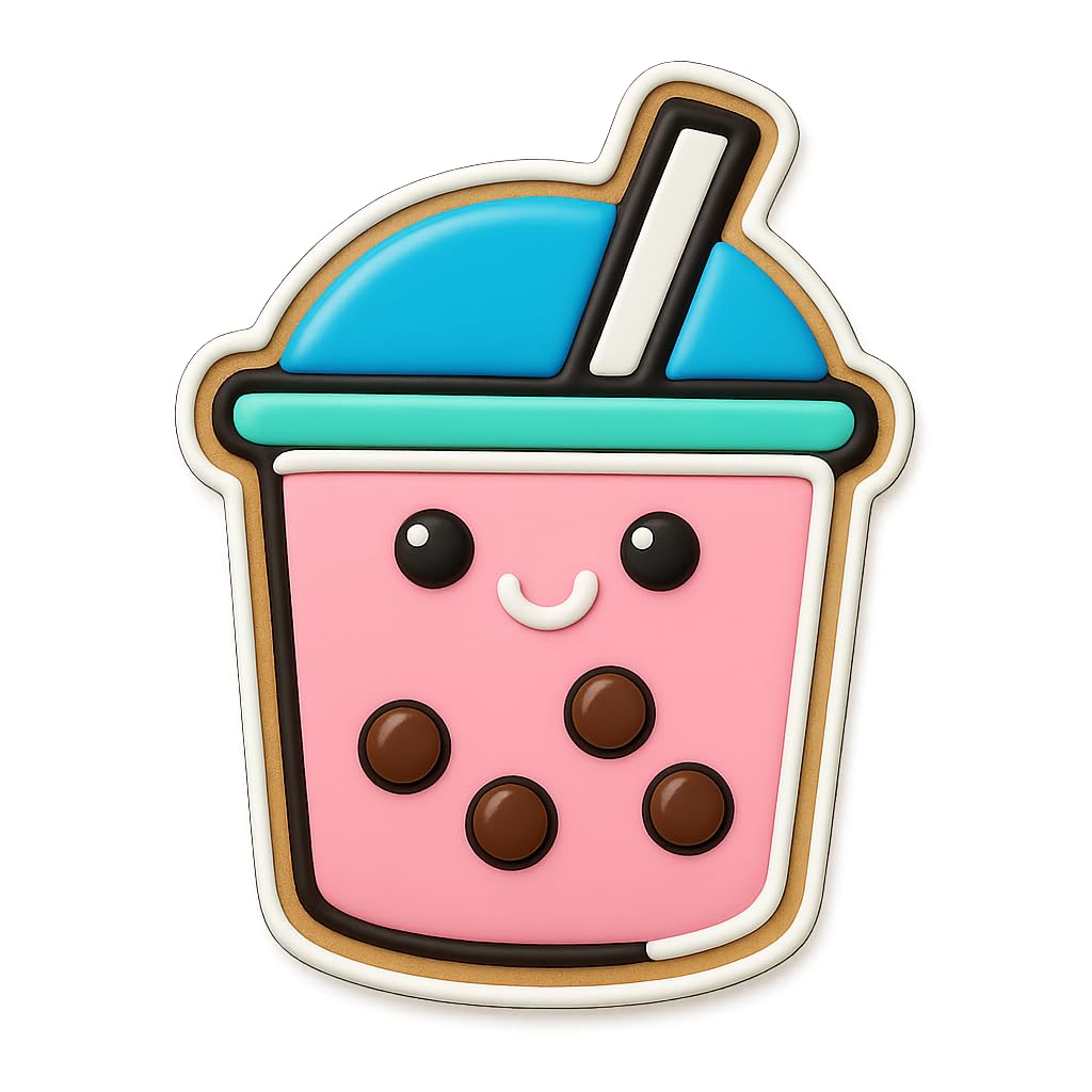 Mighty Gadget Smiley Boba Cookie Cutter & Stamp - 4x2.8" Fun Beverage Shape for Party Treats (Random Color)