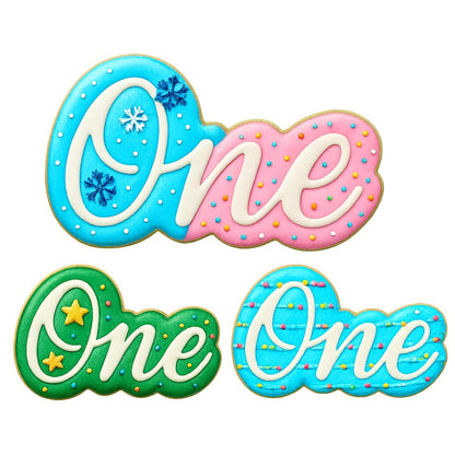 'One' Script Cookie Cutter & Stamp 4x2.5" for Baking & Fondant Clay Embosser