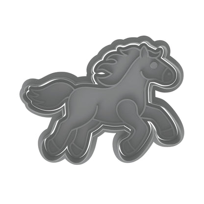 Horse Cookie Cutter & Stamp 4x3" for Baking & Fondant Clay Embosser Gifts