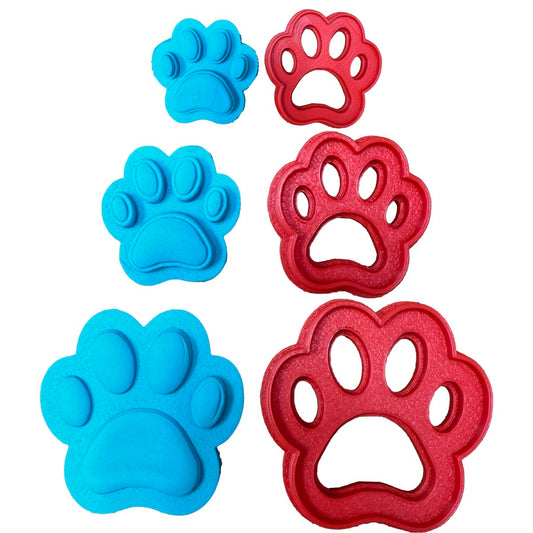 3 Pack of Adorable Dog Paw Shapes Cookie Cutter Set in 1.75”, 2.75", & 3.75" Sizes - Hand Made in the USA by Mighty Gadget