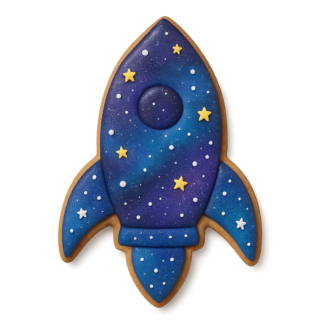 Space Rocket Cookie Cutter & Stamp 4x2.6" for Baking & Fondant Clay Embosser