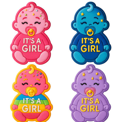 Mighty Gadget Baby Girl with Pacifier Cookie Cutter & Stamp - 4x2.5" Celebratory Design for Baby Showers (Random Color)