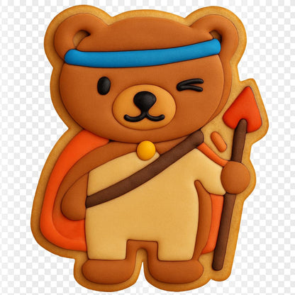 Brave Bear Warrior Cookie Cutter - 4x2.7" Party Fun Baking Design