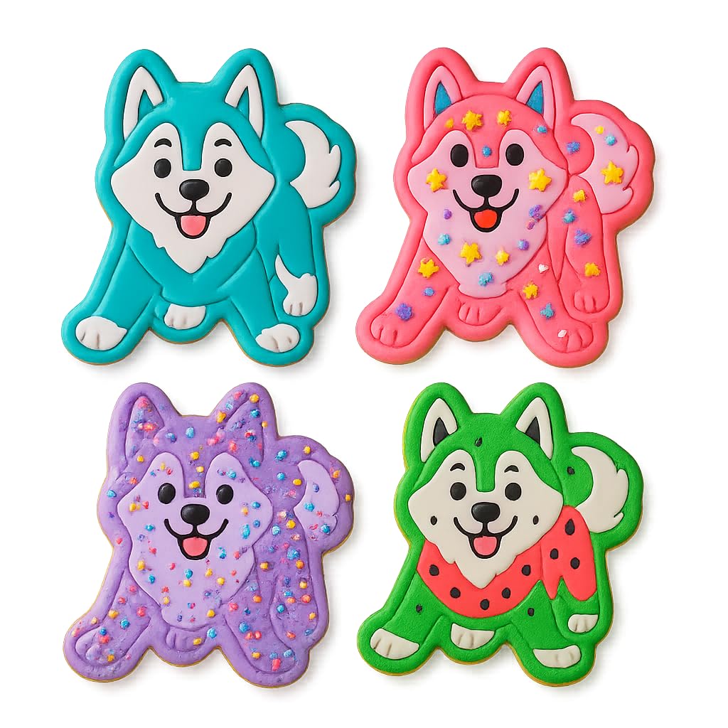 Playful Husky Cookie Cutter & Stamp 4x3.62" for Baking & Fondant Clay Embosser