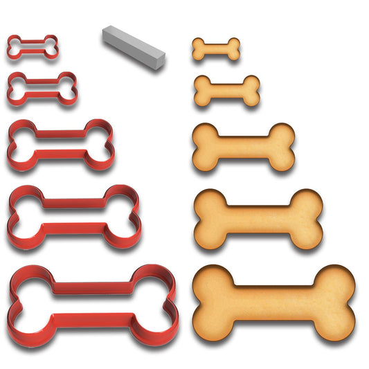 Dog Bone Cookie Cutter Set - 5 Sizes (1" to 4"), Perfect for Pet Treats & Baking