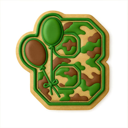 Mighty Gadget Number 8 with Balloons Cookie Cutter for 8 Year Old - 4x3.63" Birthday Celebration Mold (Random Color)