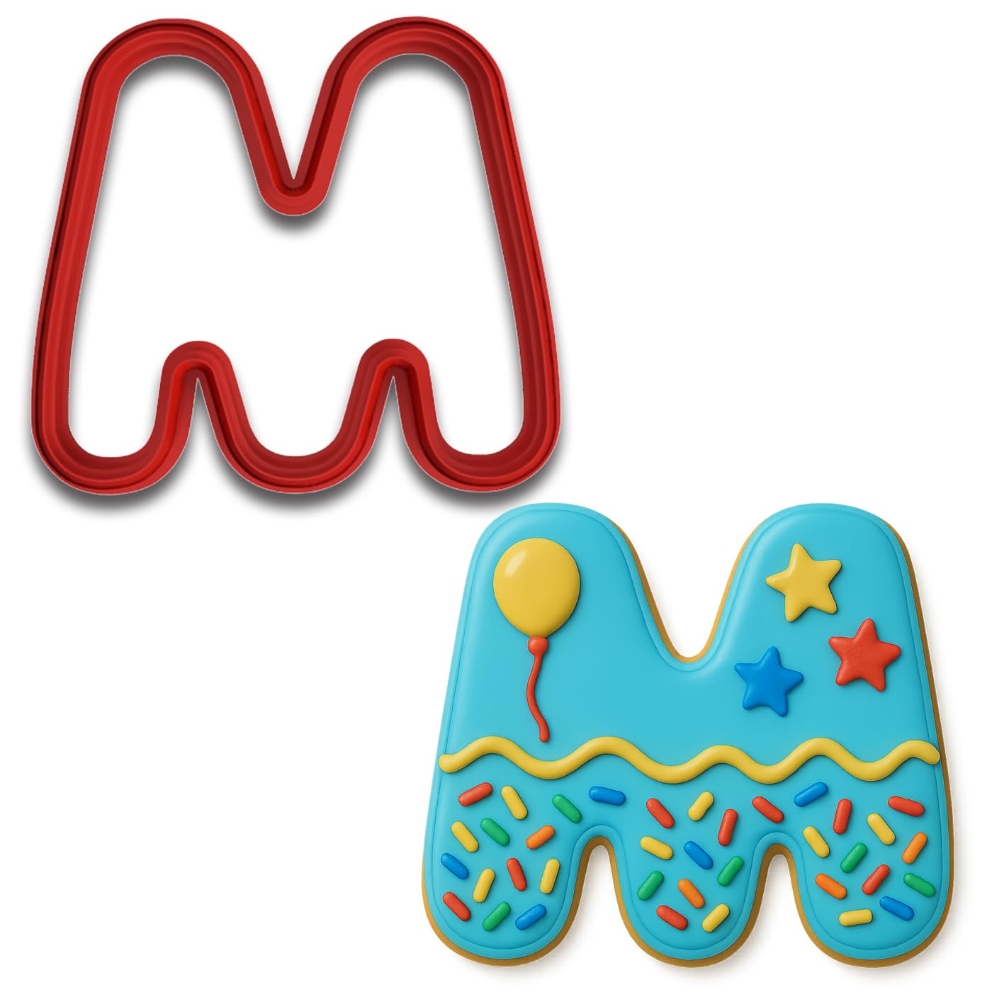 Red Letter M Cookie Cutter 3.5x3" for Baking Fondant Clay Gifts Kitchen