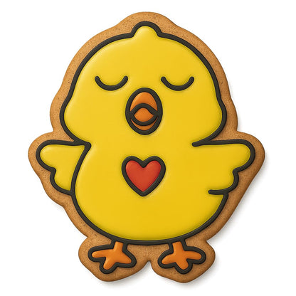 Chanting Chick Heart Cookie Cutter - 3.2x4" Fun Baking Design Delight