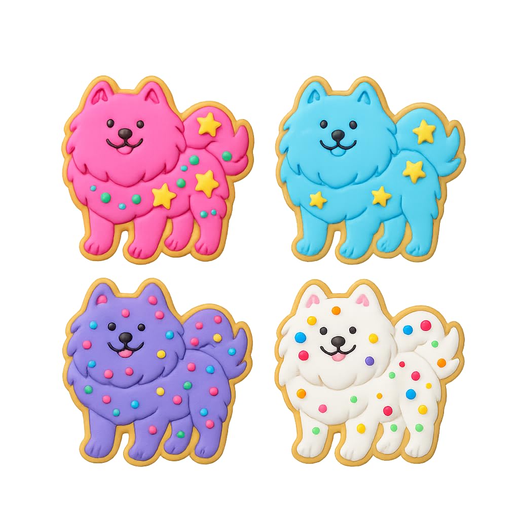 Smiling Samoyed Dog Cookie Cutter & Stamp 4x3.9" for Baking Fondant Clay Gifts