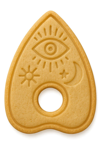 Mighty Gadget Planchette with Evil Eye Cookie Cutter & Stamp - 4x2.5" Mysterious Design for Occult Baking (Random Color)