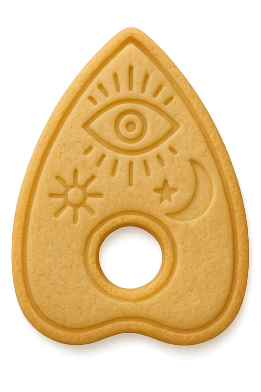 Mighty Gadget Planchette with Evil Eye Cookie Cutter & Stamp - 4x2.5" Mysterious Design for Occult Baking (Random Color)