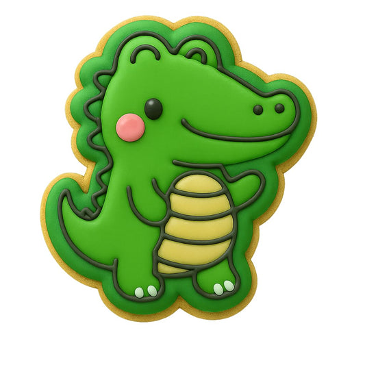 Kawaii Crocodile Cookie Cutter - 4x3.66" Fun Kids Baking Design