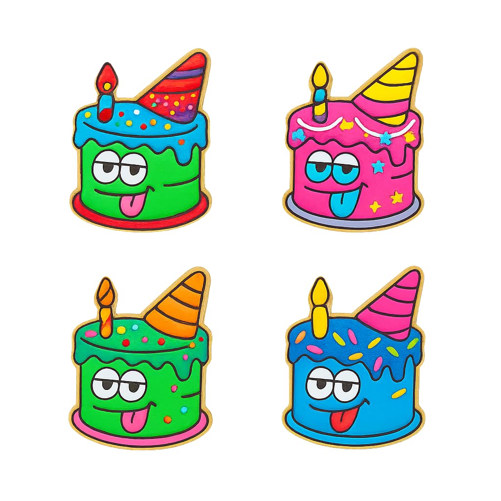 Silly Birthday Cake with Candle Cookie Cutter & Stamp 4x3" for Baking & Fondant