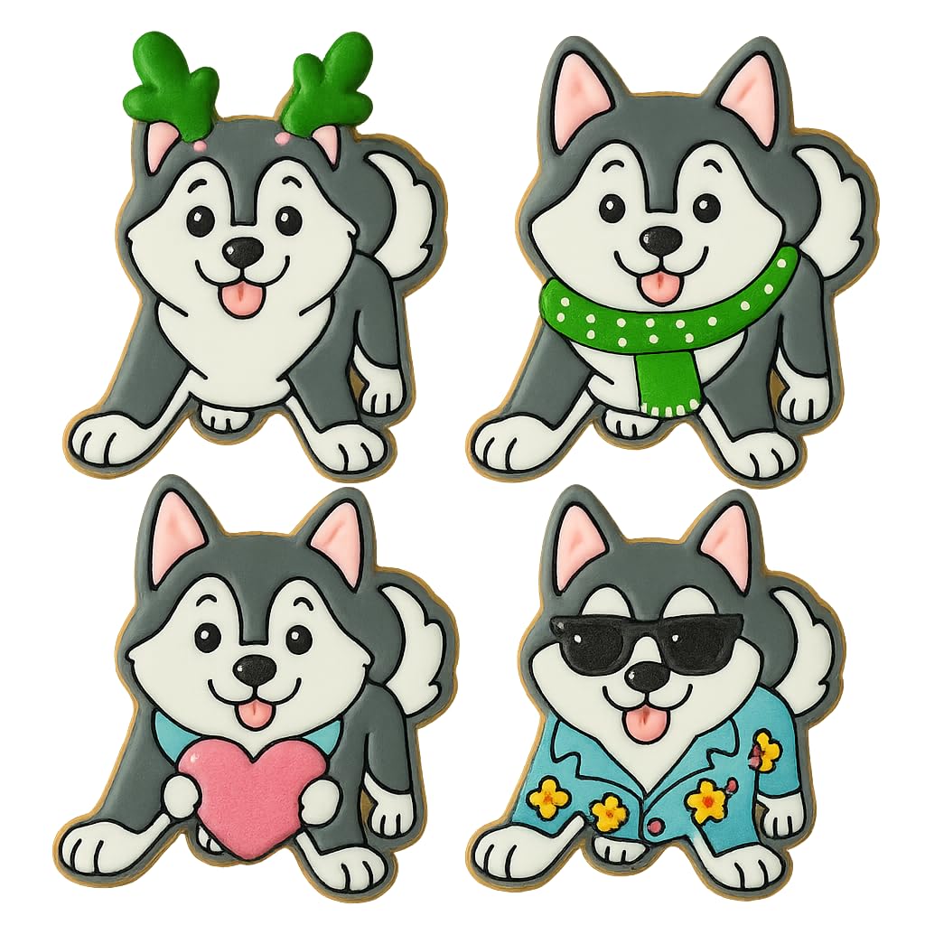 Playful Husky Cookie Cutter & Stamp 4x3.62" for Baking & Fondant Clay Embosser