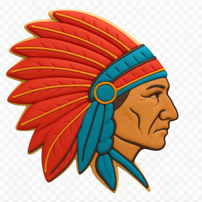 Mighty Gadget Native American Chief Cookie Cutter & Stamp - 4x3.59 Inches, Tribal Headdress Design (Random Color)