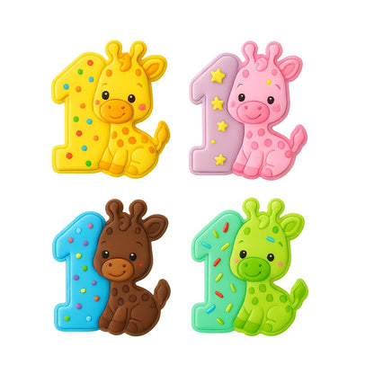Mighty Gadget 1 Year Old Giraffe Cookie Cutter & Stamp - 4x3.5" Charming Feature for Birthday Party Treats (Random Color)