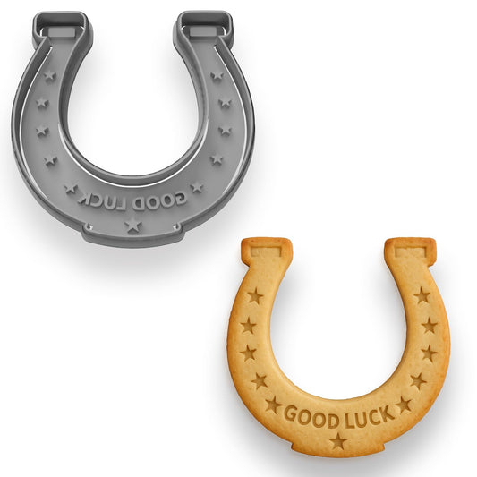 Horseshoe Cookie Cutter & Stamp Set (4x4") - Lucky Baking Tool for Western and Rustic Themes