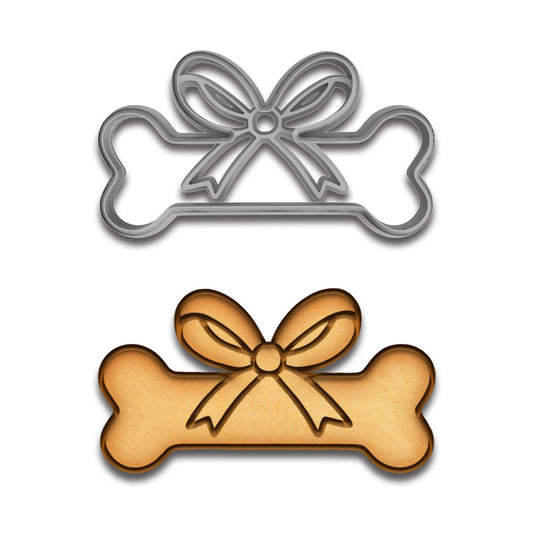 Dog Bone with Ribbon Cookie Cutter - 4x2.11 Inches, Perfect for Pet Lovers and Dog Treats