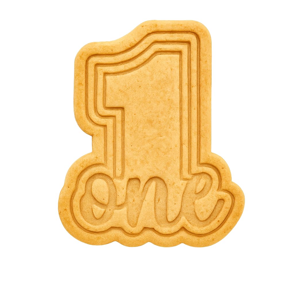 Number 1 with 'One' Cookie Cutter & Stamp 4x2.8" for Baking & Fondant Clay