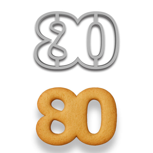 Mighty Gadget Number 80 Cookie Cutter - 3.5x5 Inches, Perfect for 80th Birthdays & Anniversaries (Random Color)