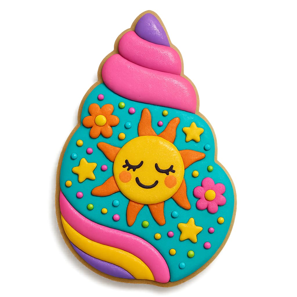 Swirled Seashell Cookie Cutter & Stamp 4x2" for Baking Fondant Clay Embosser