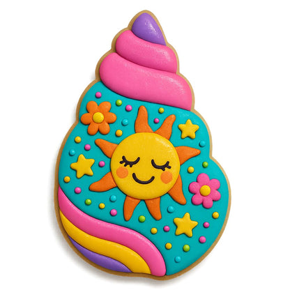 Swirled Seashell Cookie Cutter & Stamp 4x2" for Baking Fondant Clay Embosser