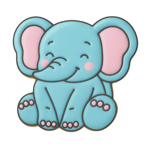 Kawaii Baby Elephant Cookie Cutter - 4x3.75" Premium Kids Party Baking Tool
