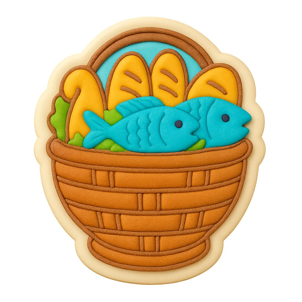 Biblical Miracle Basket of Loaves & Fishes Cookie Cutter - 4x3.5" Baking Tool